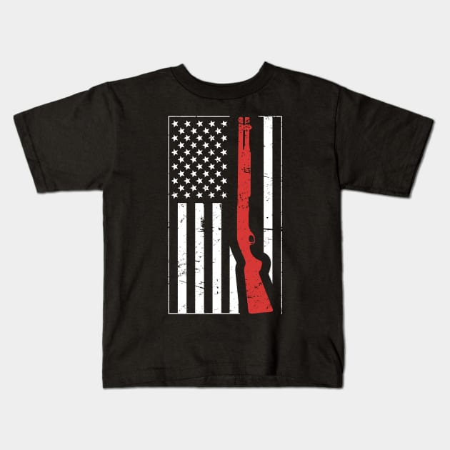 American Flag & Shotgun - Skeet Shooting Kids T-Shirt by MeatMan